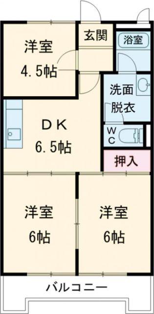シルキーハイツ(3DK/2階)の間取り写真