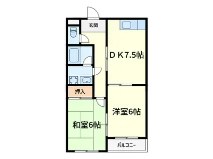 シエテ高槻マンション(2DK/2階)の間取り写真