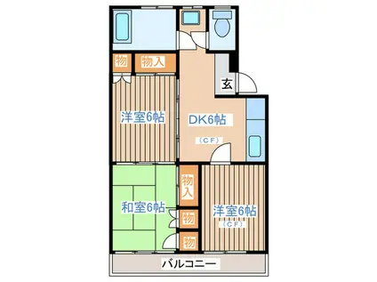 コーポ清水田(3DK/4階)の間取り写真