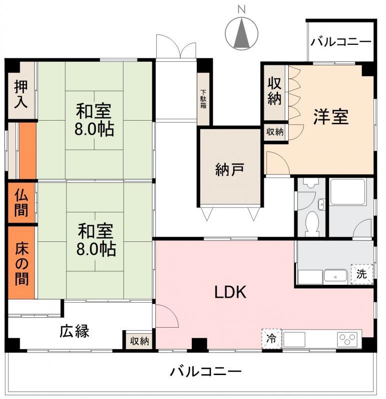 ウエストリバー新北(3LDK/6階)の間取り写真