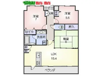 サンマンションアトレ松阪駅前(3LDK/11階)の間取り写真