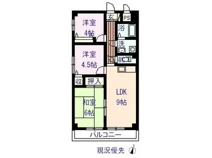 グレースコーエイ(3DK/2階)の間取り写真