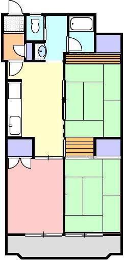 岩藤マンション(3DK/2階)の間取り写真