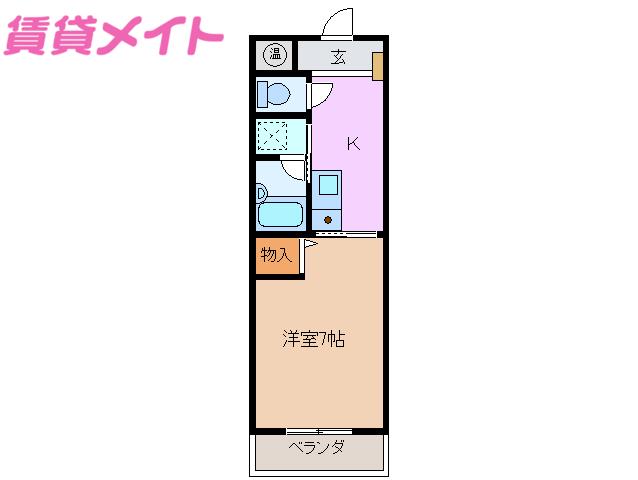 ラフォーレ別名(1K/2階)の間取り写真