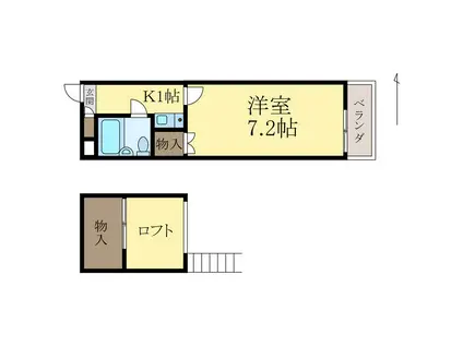 ロイヤルコート市小路(1K/1階)の間取り写真