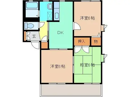 セゾンソレーユ A(3DK/1階)の間取り写真
