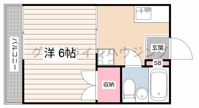 パークサイド社(1K/1階)の間取り写真