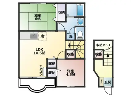 美咲ハイツ(2LDK/2階)の間取り写真