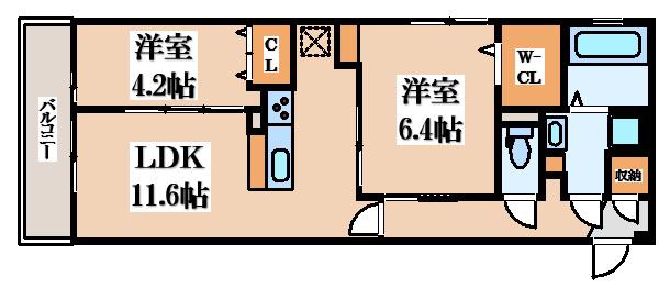 リオ放出(2LDK/3階)の間取り写真