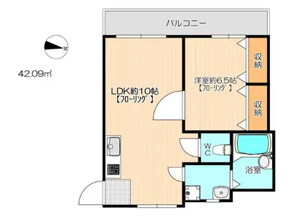 レーオロイヤルII(1LDK/2階)の間取り写真