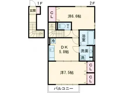 岩の上スリーイヤーズ(2DK/2階)の間取り写真