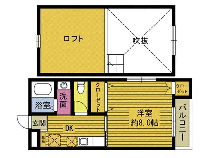 CABIN(1K/2階)の間取り写真