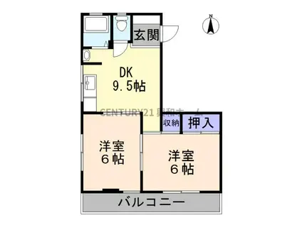 QUALITE PRIX(2DK/3階)の間取り写真