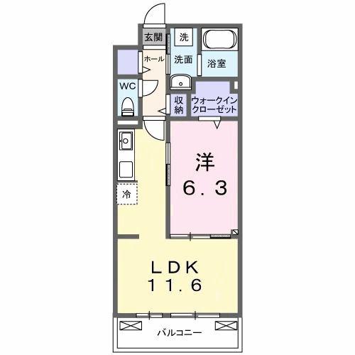 クラール 今泉(1LDK/2階)の間取り写真