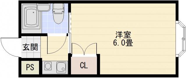 アクアヒルズ(1K/2階)の間取り写真