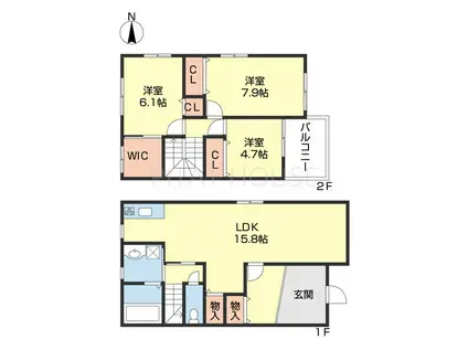フジパレス戸建和歌山市西高松(3LDK/2階)の間取り写真