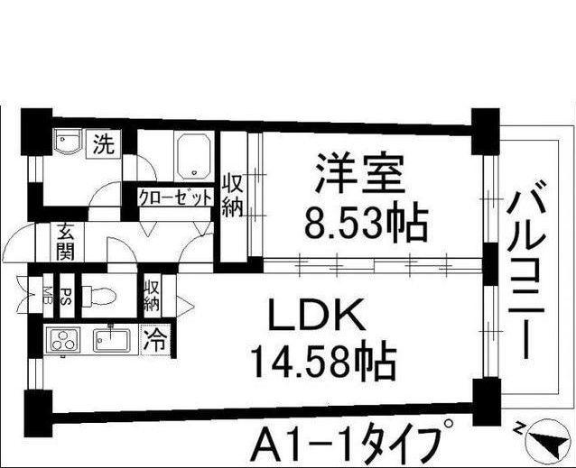 アーバンハイツ住乃江(1LDK/9階)の間取り写真