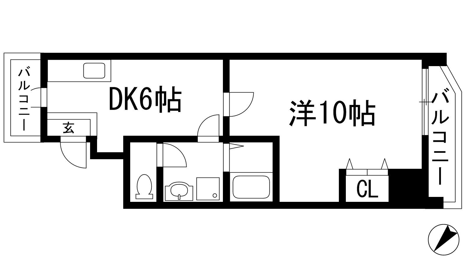 第二中村マンション(1DK/1階)の間取り写真