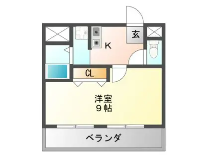 サンコークレアール(1K/2階)の間取り写真