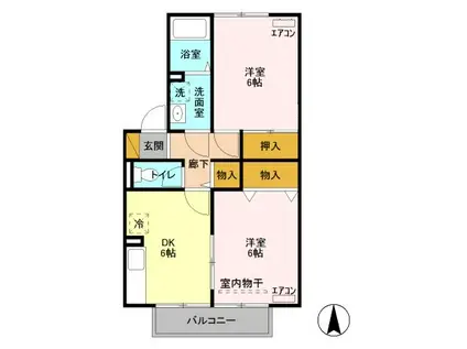 グラシア(2DK/1階)の間取り写真