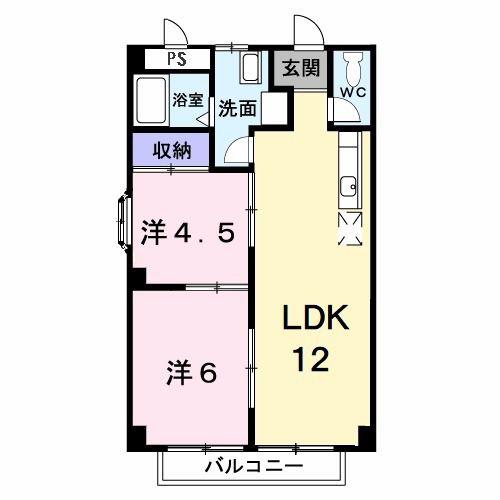 エルシャルマン(2LDK/2階)の間取り写真