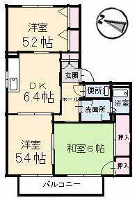 クレール五日市駅前B棟(3DK/1階)の間取り写真