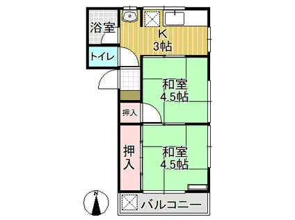 コーポ藤(2K/2階)の間取り写真