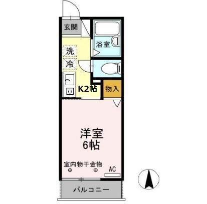ハミング南牛川(1K/2階)の間取り写真