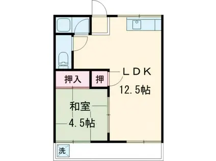 グリーンハイツ秋(1LDK/2階)の間取り写真