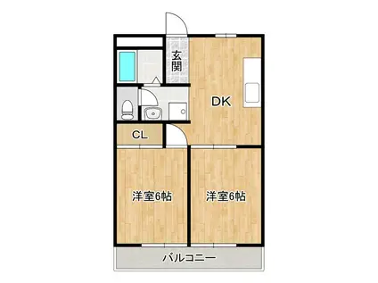 グランドール野洲(2DK/1階)の間取り写真