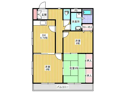 マンションヤマフク(3DK/2階)の間取り写真