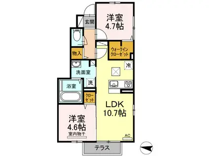 D-ROOMBLEU(2LDK/1階)の間取り写真
