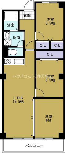 第18柴田ビル(3LDK/5階)の間取り写真