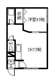 リッチハウス2・2(1DK/1階)の間取り写真