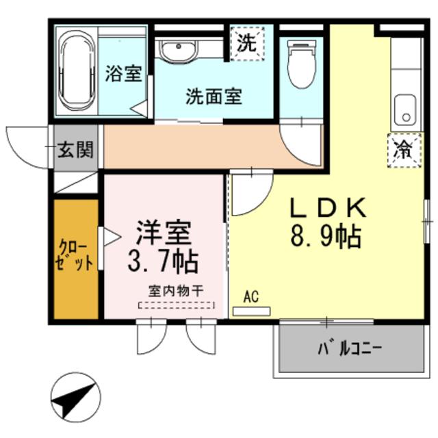 CLE DU BONHEUR1(1LDK/2階)の間取り写真