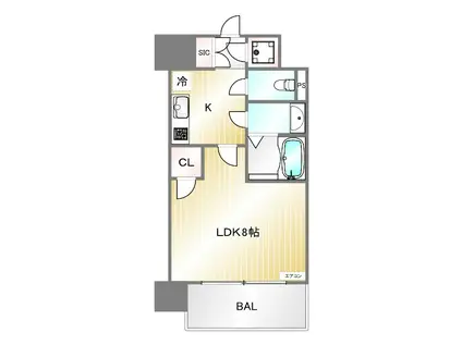 アーバングリーン兵庫ステーションフロント(1K/7階)の間取り写真