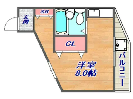 ハイメゾン岡本(ワンルーム/1階)の間取り写真