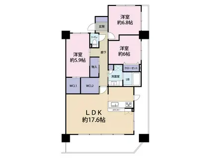 Fステージ泊(3LDK/10階)の間取り写真