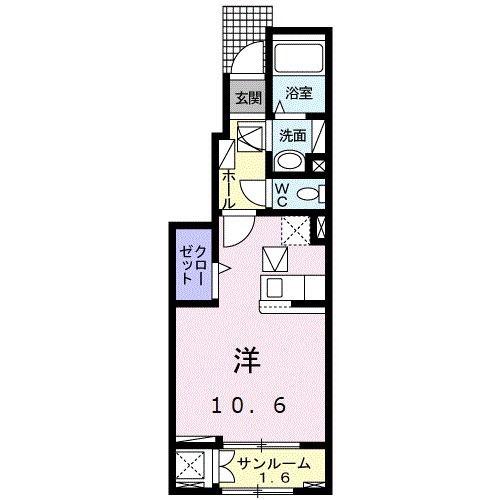 レジデンス宝町(ワンルーム/1階)の間取り写真