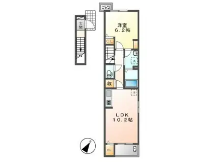 ルピナス 神戸 B(1LDK/2階)の間取り写真