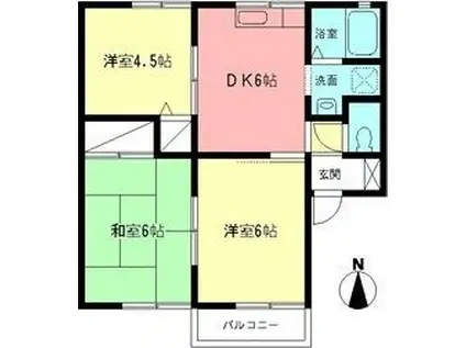 フラワーハイツ(3DK/2階)の間取り写真