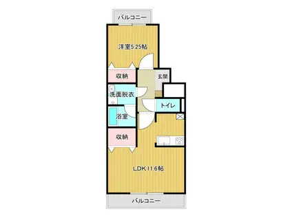 パディー江西プレミアム(1LDK/2階)の間取り写真