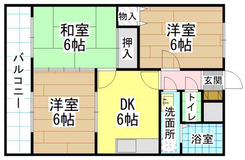 きぬたロイヤルハイツ(3DK/1階)の間取り写真