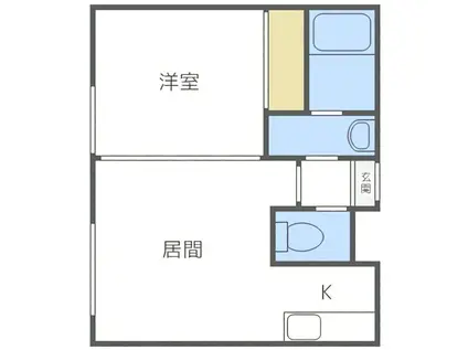 ジョイフルクレーン美園(1DK/3階)の間取り写真