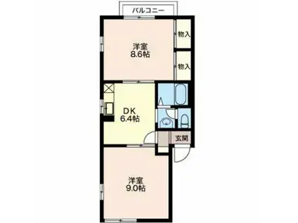 ベルテ椿(2DK/2階)の間取り写真