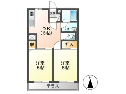 トラストなかむら(2DK/1階)の間取り写真