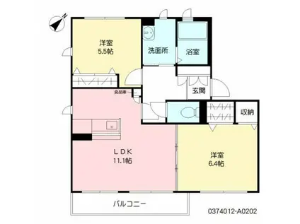 ヴィラ グリーンA(2LDK/2階)の間取り写真