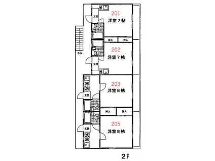 U・Kコーポ(ワンルーム/2階)の間取り写真