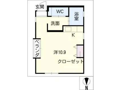 ユーハウス加納南陽町(ワンルーム/2階)の間取り写真