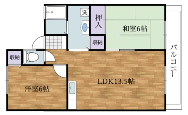 白鳥ハイツA(2LDK/1階)の間取り写真